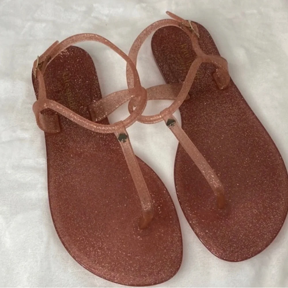 Kate Spade JONI Style Glitter Pink Jelly Straps Flats Size‎ 10 brand new